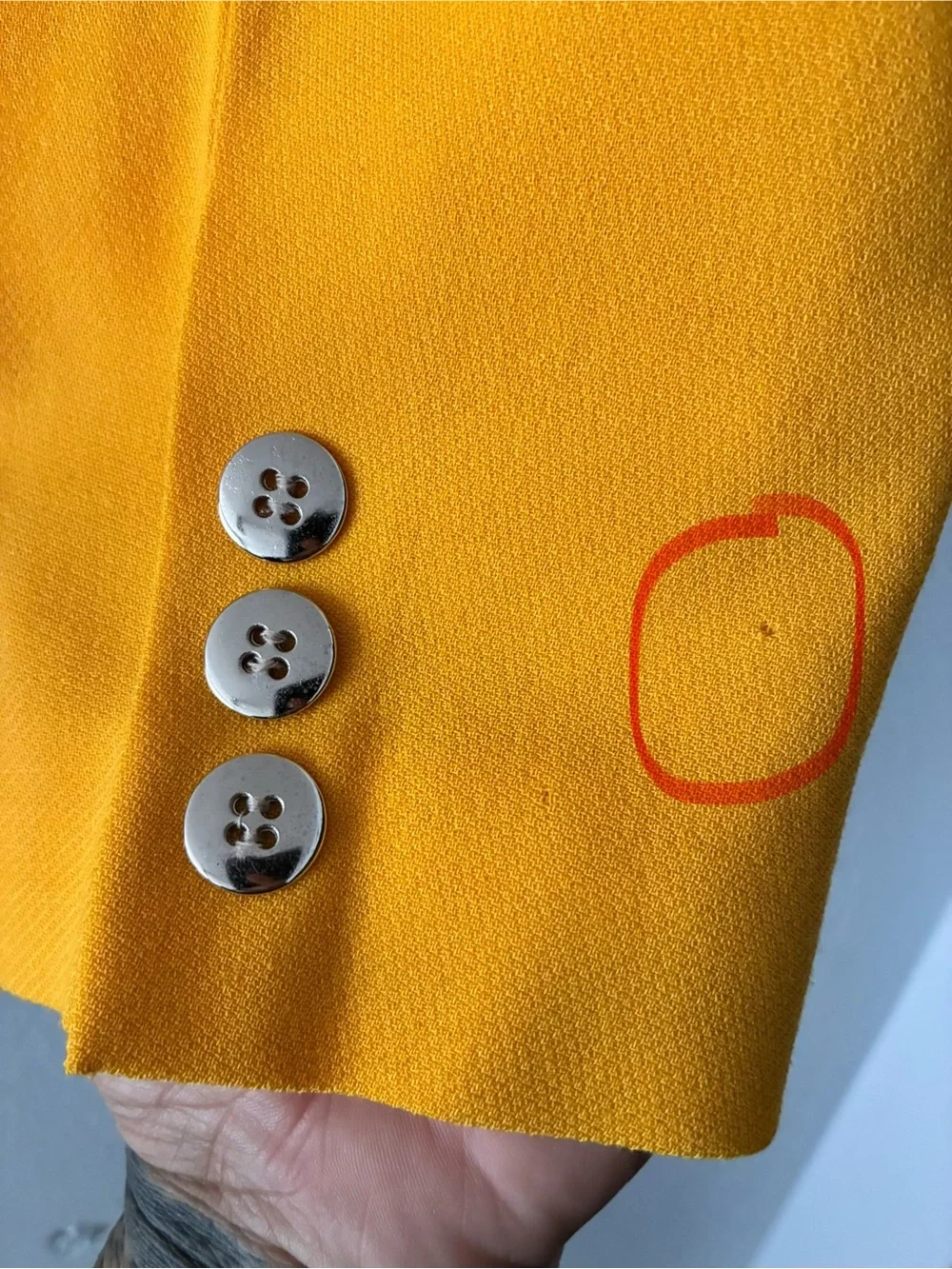 VTG 90s Ellen Tracy 12 Bright YL 💯 Wool Double-Breasted Blazer Silver Buttons
